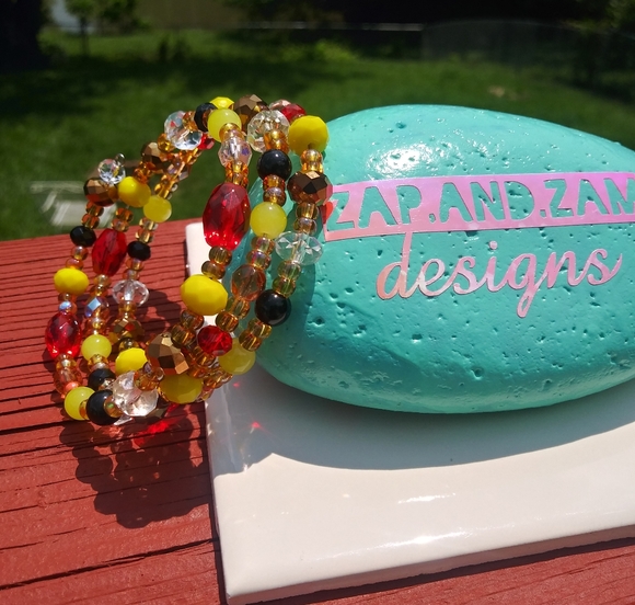 Glass Beaded Bracelet Red Chiefs Gold Love Handmade Taylor Swift Vibes Artisan - Picture 9 of 15